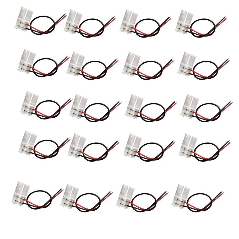 snoogg 25 pack 2 pin solderless connector with wire led 5v 12v 24v monochrome led low volta