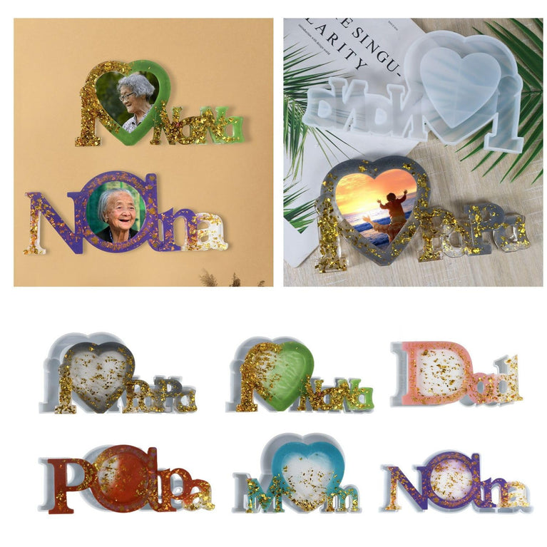 Snoogg I Love  Papa Photo Frame Resin Mold Picture Frame Silicone Mold Epoxy Casting Mold for DIY Home Table Decor Handicrafts Making (PAPA)