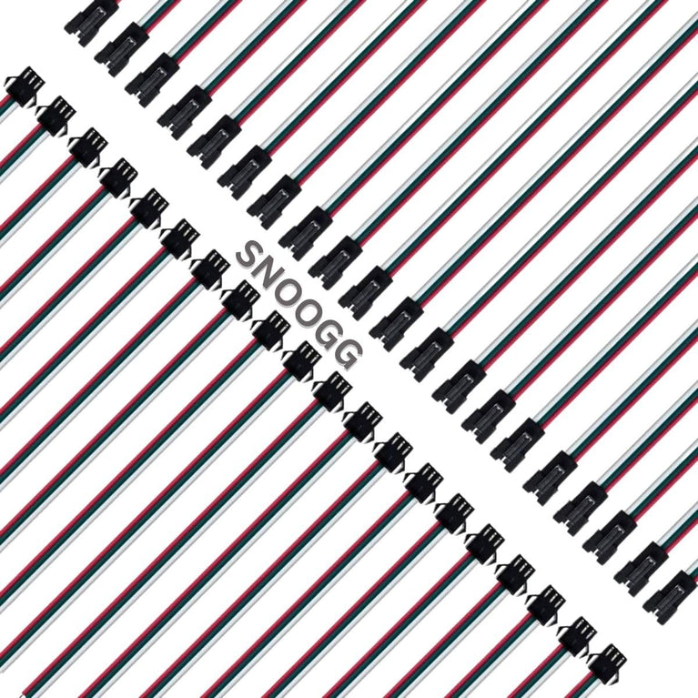 SNOOGG 10 Pairs 3 Pin Connectors 15cm 20AWG Wire Female/Male LED Connector for WS2812B WS2811 WS2812 WS2814 SK6812 CCT LED Strip Light