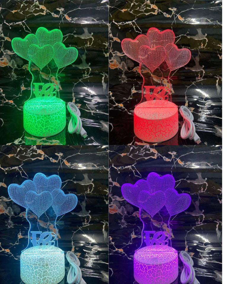 SNOOGG Love Night Light Multi Color Changing Lamp for Children Kids Best Gifts Comes with Dimmable with Touch Function Strong ABS Base Crack Design