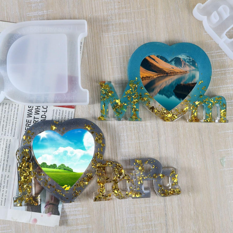 Snoogg I Love  Papa Photo Frame Resin Mold Picture Frame Silicone Mold Epoxy Casting Mold for DIY Home Table Decor Handicrafts Making (PAPA)