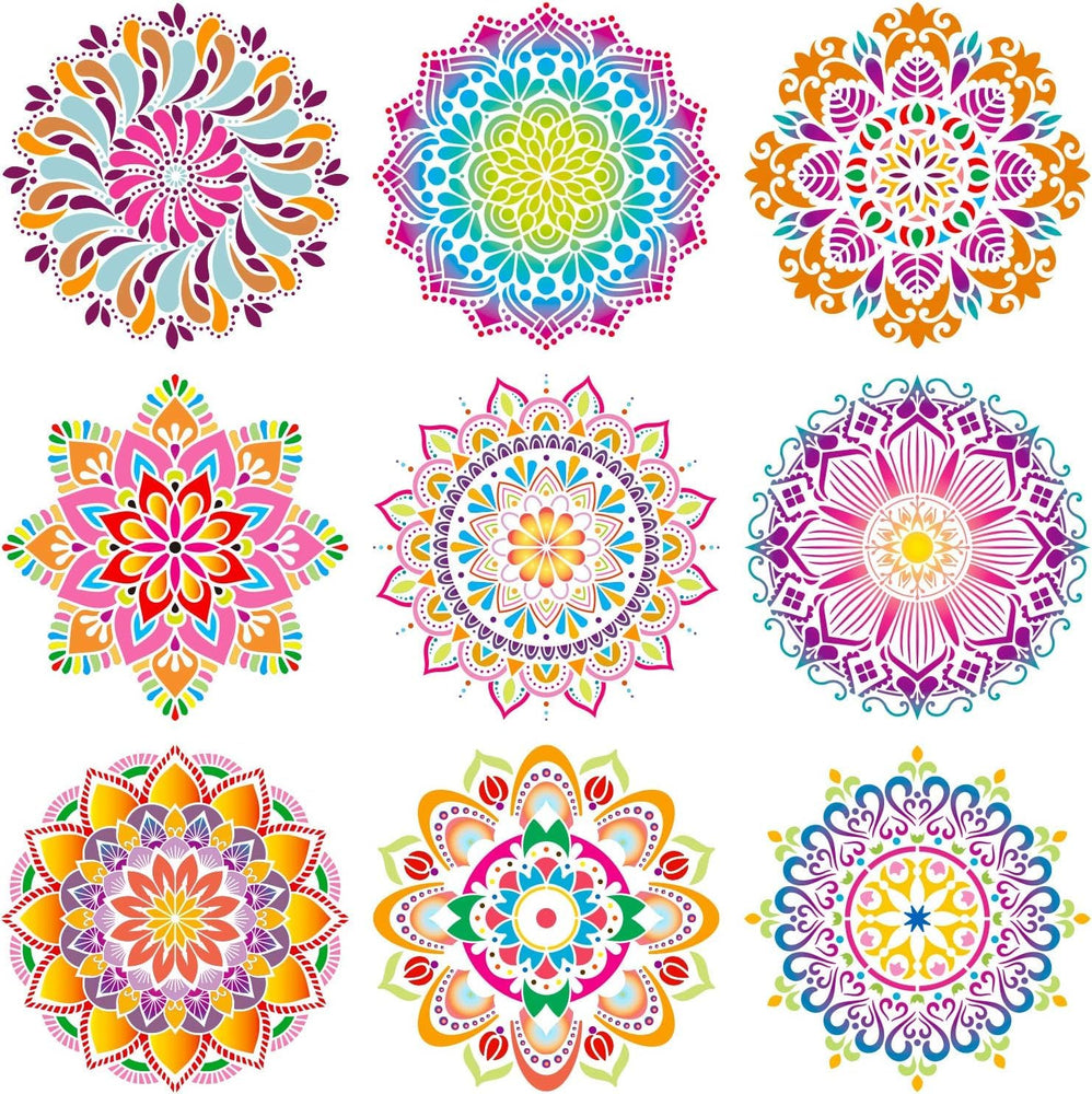 20 Pcs 4 inch Mandala, Diwali essential symbols, Ganesha Painting Stencils for rangoli creation, Art Supplies, drawing, kids learning, DIY dÃ©cor