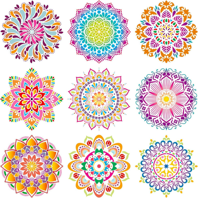 20 Pcs 4 inch Stencils and 450 gram rangloi Powder Mandala, Diwali Essential Symbols, Ganesha Painting Stencils for Rangoli Creation, Art Supplies, Drawing, Kids Learning, DIY dÃ©cor