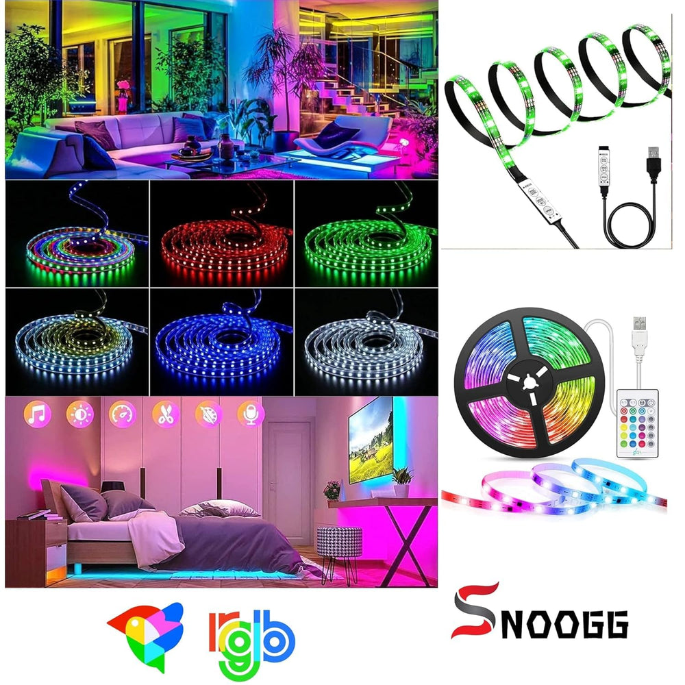 snoogg smart rgbled strip light usb led lights with 3 button controller and 24 key remote f