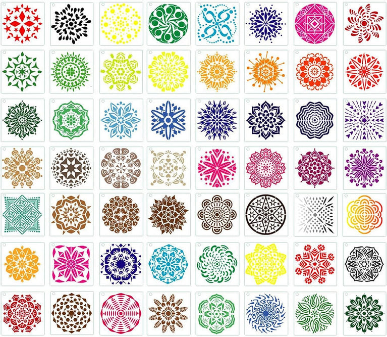 30 Pcs 4 inch Stencils and 900 gram rangloi Powder Mandala, Diwali Essential Symbols, Ganesha Painting Stencils for Rangoli Creation, Art Supplies, Drawing, Kids Learning, DIY dÃ©cor