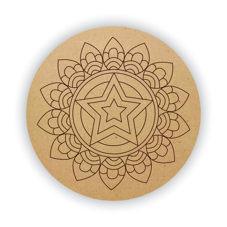 Snoogg design - 847 -Pre Marked Rangoli, Mandala and Lippan Art DIY MDF Round Circle | Laser Cut Design DIY MDF Round Circle | Pre Marked MDF Round for Art and Craft 12 and 8 inch.