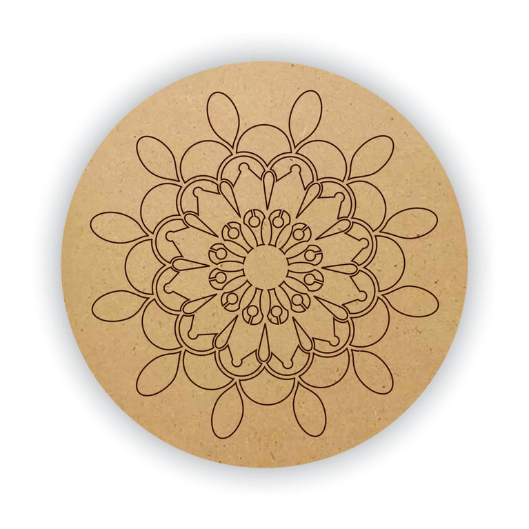 Snoogg design - 848 -Pre Marked Rangoli, Mandala and Lippan Art DIY MDF Round Circle | Laser Cut Design DIY MDF Round Circle | Pre Marked MDF Round for Art and Craft 12 and 8 inch.