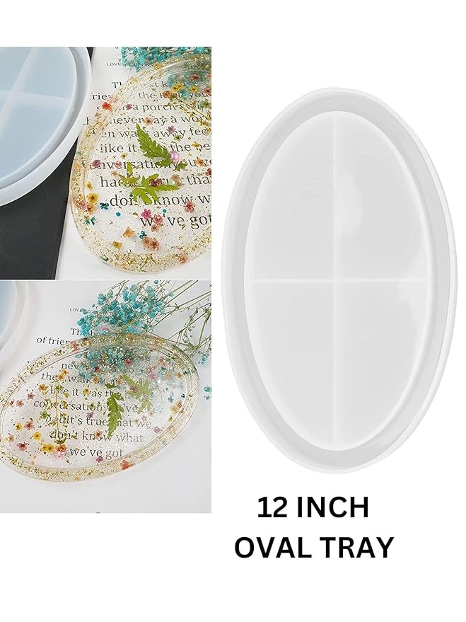Snoogg Pack of 1 Silicone Mold 12 inch Oval Shape deep Tray for Epoxy Resin Casting Resin Art for Home Decor, DIY Crafts Project and Handmade Personalized Customize Gifts
