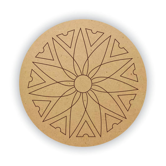 Snoogg design - 852 -Pre Marked Rangoli, Mandala and Lippan Art DIY MDF Round Circle | Laser Cut Design DIY MDF Round Circle | Pre Marked MDF Round for Art and Craft 12 and 8 inch.