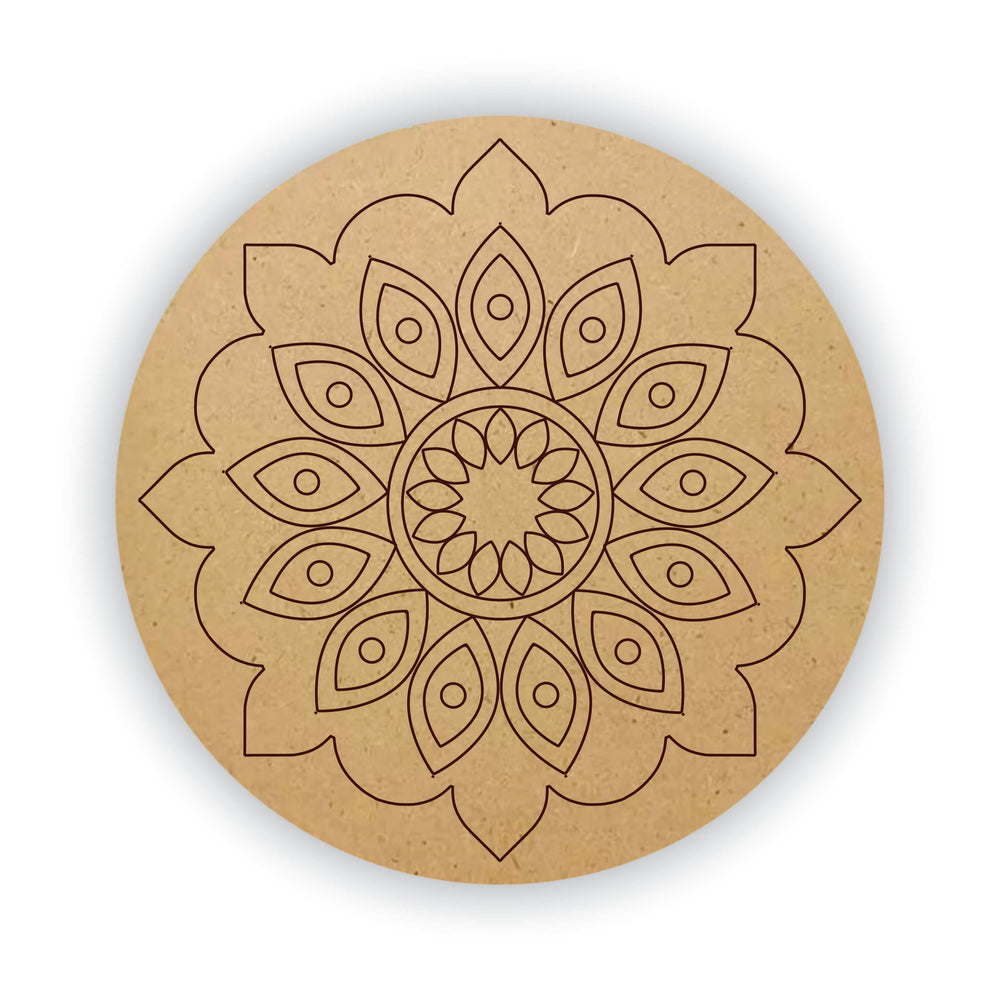 Snoogg design - 854 -Pre Marked Rangoli, Mandala and Lippan Art DIY MDF Round Circle | Laser Cut Design DIY MDF Round Circle | Pre Marked MDF Round for Art and Craft 12 and 8 inch.