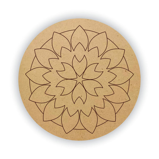 Snoogg design - 855 -Pre Marked Rangoli, Mandala and Lippan Art DIY MDF Round Circle | Laser Cut Design DIY MDF Round Circle | Pre Marked MDF Round for Art and Craft 12 and 8 inch.