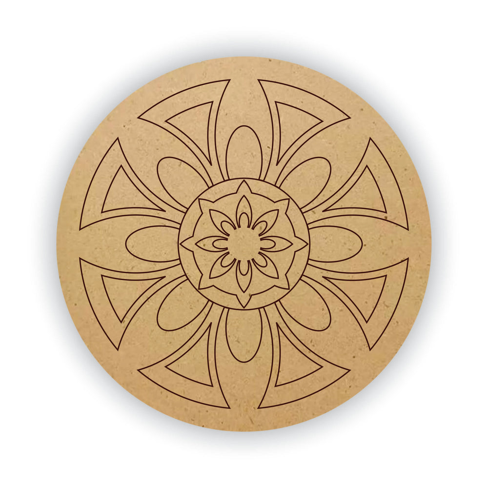 Snoogg design - 859 -Pre Marked Rangoli, Mandala and Lippan Art DIY MDF Round Circle | Laser Cut Design DIY MDF Round Circle | Pre Marked MDF Round for Art and Craft 12 and 8 inch.