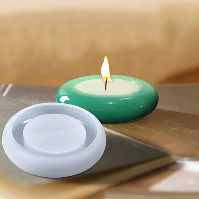 Snoogg 4 Tea Light Candle Silicone Mold Combo of 4 Molds 3 of Round and one 4 inch Oval Edge Set of Four Mould