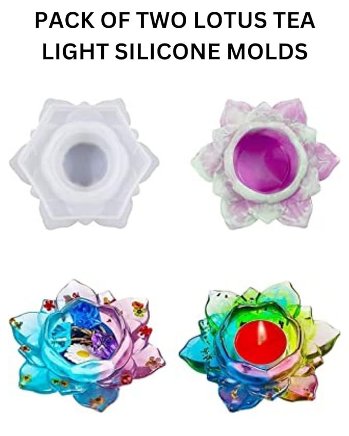 snoogg pack of 2 tea light lotus candle molds 5 inch lotus design perfect for diy and home