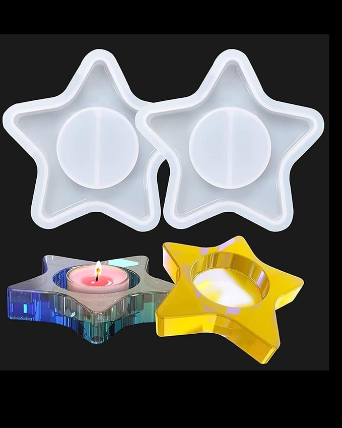 Snoogg Pack of 2 Tea Light Candles Star Shape Perfect for DIY and Home Decor Special Events