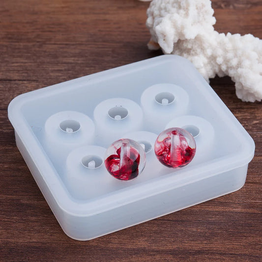 Snoogg Round Ball DIY Silicone Round Bead Mold Resin Earring Jewellery Making Moulds Craft 6 Cavities