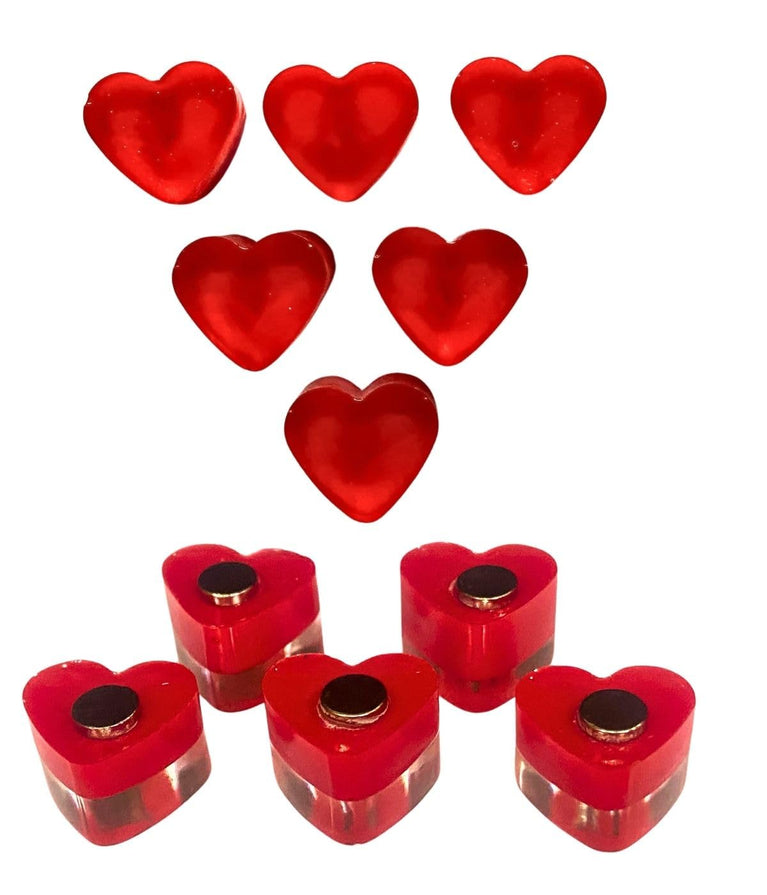 SNOOGG 20pc 3D Resin Heart 12mm Fridge Magnets: Decorative and Functional for Displaying Postcards, Journals, Invitations, Business Cards, to-Do Reminders, Sticky Notes, and Home Office Use.