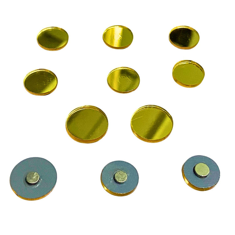 SNOOGG 3D 20 pc Pack Gold Circle Shiny Fridge Magnet with 10 pc Metal Stickers Personalized Gift, Whiteboard,Map Magnets, Office, Home Decorations, Notice Board, Message Board, DIY Crafts