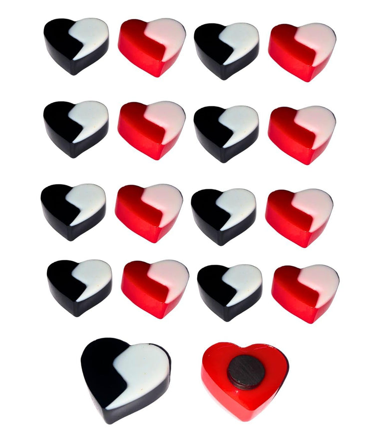 SNOOGG 3D 20 pc Pack Twin-Heart Shape Fridge Magnet with 10 pc Metal Stickers Kids' Artwork Display, Workspace, Message Board, Science Experiments, Ideal Gift, DIY Crafts, Project