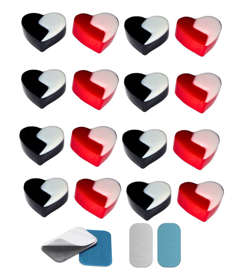 SNOOGG 3D 30 pc Pack Twin-Heart Shape Fridge Magnet with 10 pc Metal Stickers Reminder Holder, Hold Notes, to-do Lists, Important documents, Pictures, Reminder Holder, DIY Crafts