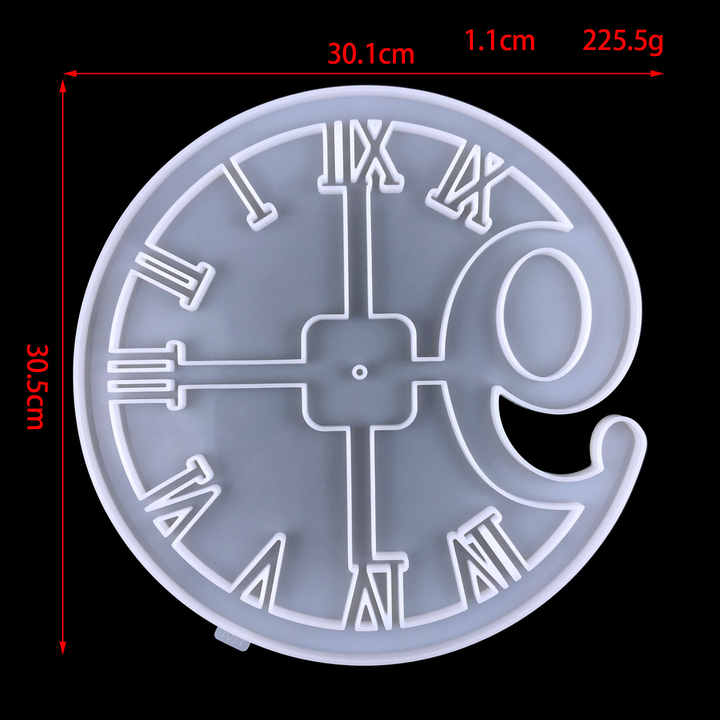 12 INCH Ready to go Clock Moulds. Heavy duty 250 Gram- one Piece Clock with Romen numbers