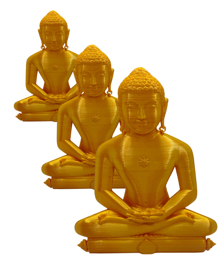 Snoogg 3, 4, 5 Inch Set of three  Idol Statue of Lord Mahavira jainism Tirthankar statue for Resin Art works, religious art gifting and more