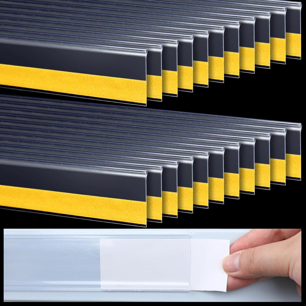 SNOOGG 20 Pack Clear Label Holder 25mm X 2 INCH Self Adhesive Shelf Name Badge Strip for Shopping Mall's, Kitchen Cabinet, Store Rack, Food Cover, Library, Pantry, Warehouse Bin & Counter Display. -   Snoogg Art and Craft