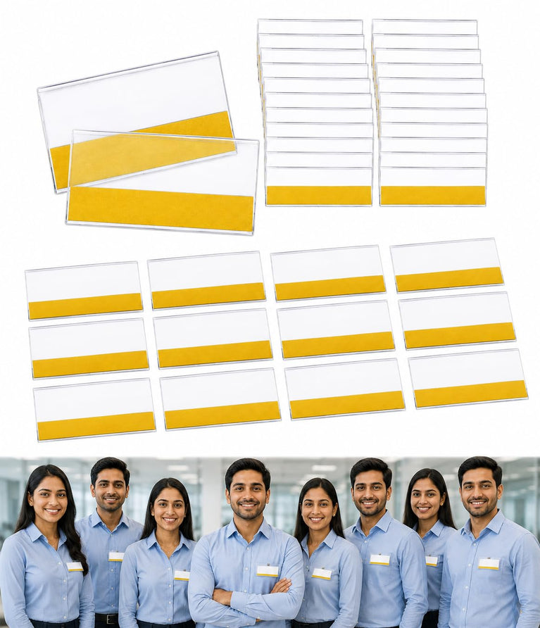 SNOOGG Clear Name Badge Holder with Pin, Reusable ID Card Name Tag Holder for Office, Hospital, School, Exhibition, Events, Conference, Staff Uniform & Employee ID
