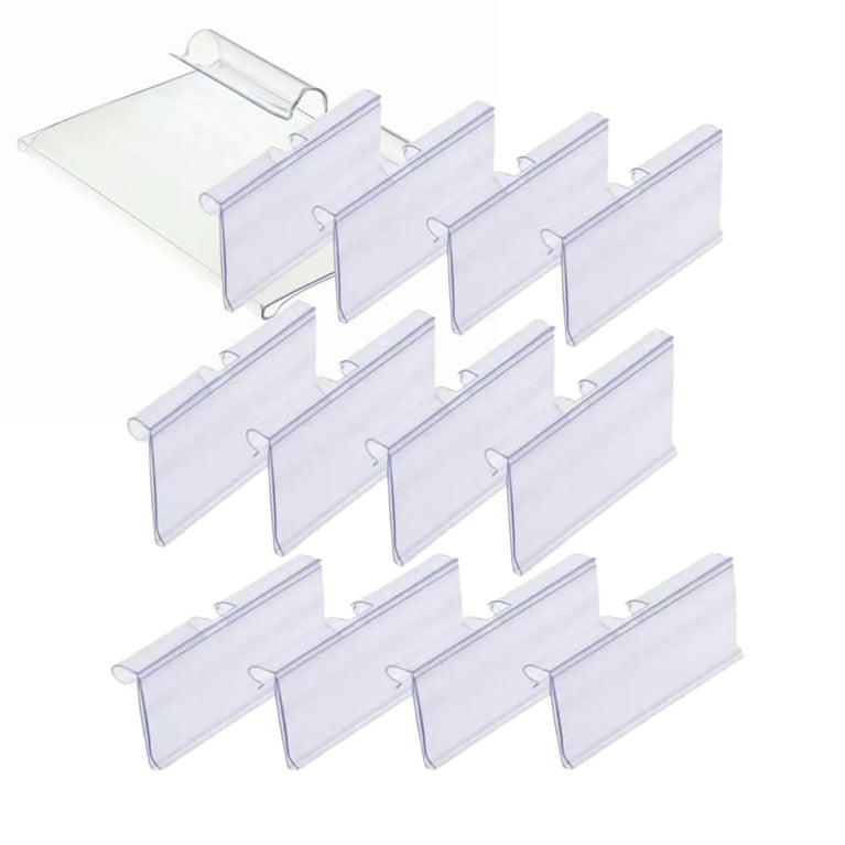 SNOOGG Clear PVC Price Label Holder Clip 80X42 MM, Wire Hook Tag Display Sleeve for Bi-Wire Racks, Pegboard Prongs, Gondola Shelves, Retail Store Price Cards & Barcodes
