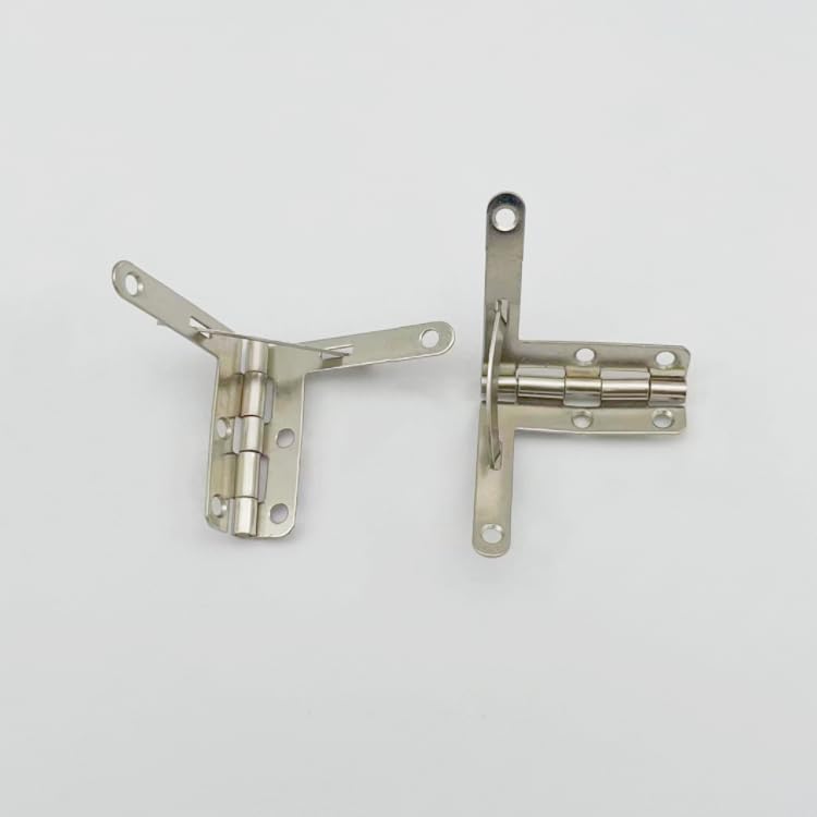 90 Degree Spring Loaded Lid Support Hinge Chrome Pack of 12 pcs, Self Locking Stay Hinge for Wooden Box, Case, Briefcase, Humidor, Jewelry Box, Cabinet Door, T-Shape Mount Hardware with Screw