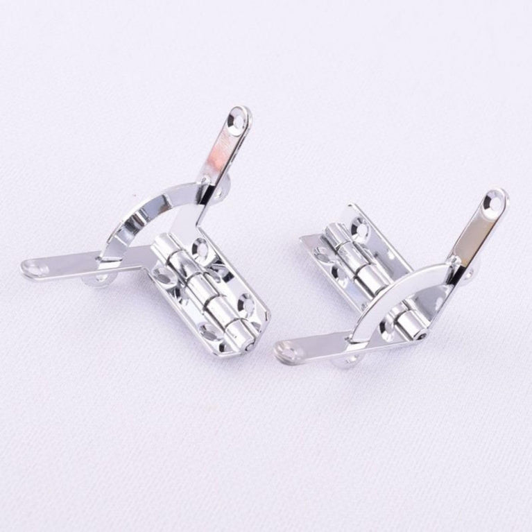 90 Degree Spring Loaded Lid Support Hinge Chrome Pack of 12 pcs, Self Locking Stay Hinge for Wooden Box, Case, Briefcase, Humidor, Jewelry Box, Cabinet Door, T-Shape Mount Hardware with Screw
