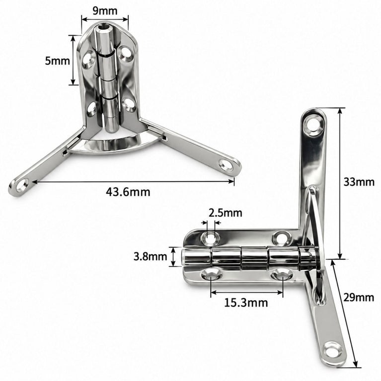 90 Degree Spring Loaded Lid Support Hinge Chrome Pack of 12 pcs, Self Locking Stay Hinge for Wooden Box, Case, Briefcase, Humidor, Jewelry Box, Cabinet Door, T-Shape Mount Hardware with Screw