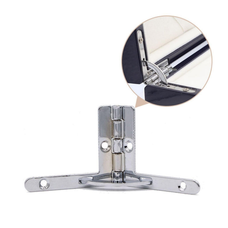 90 Degree Spring Loaded Lid Support Hinge Chrome Pack of 12 pcs, Self Locking Stay Hinge for Wooden Box, Case, Briefcase, Humidor, Jewelry Box, Cabinet Door, T-Shape Mount Hardware with Screw
