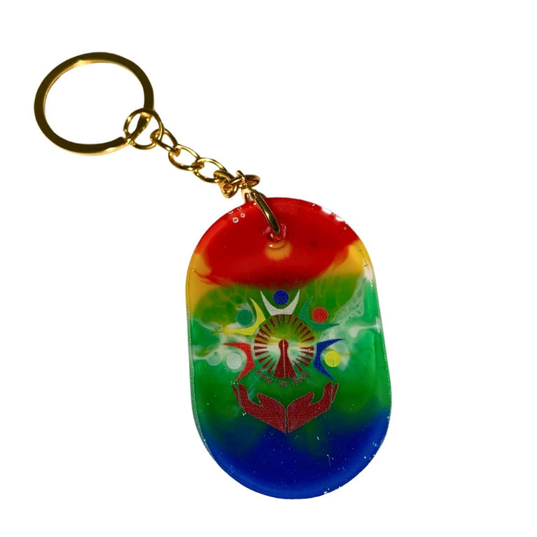 Jainism Theme key chain made from epoxy resin in multi-color. Pack of 1 pc each. size approx. 2 to 2.5 inch . highly glossy finish