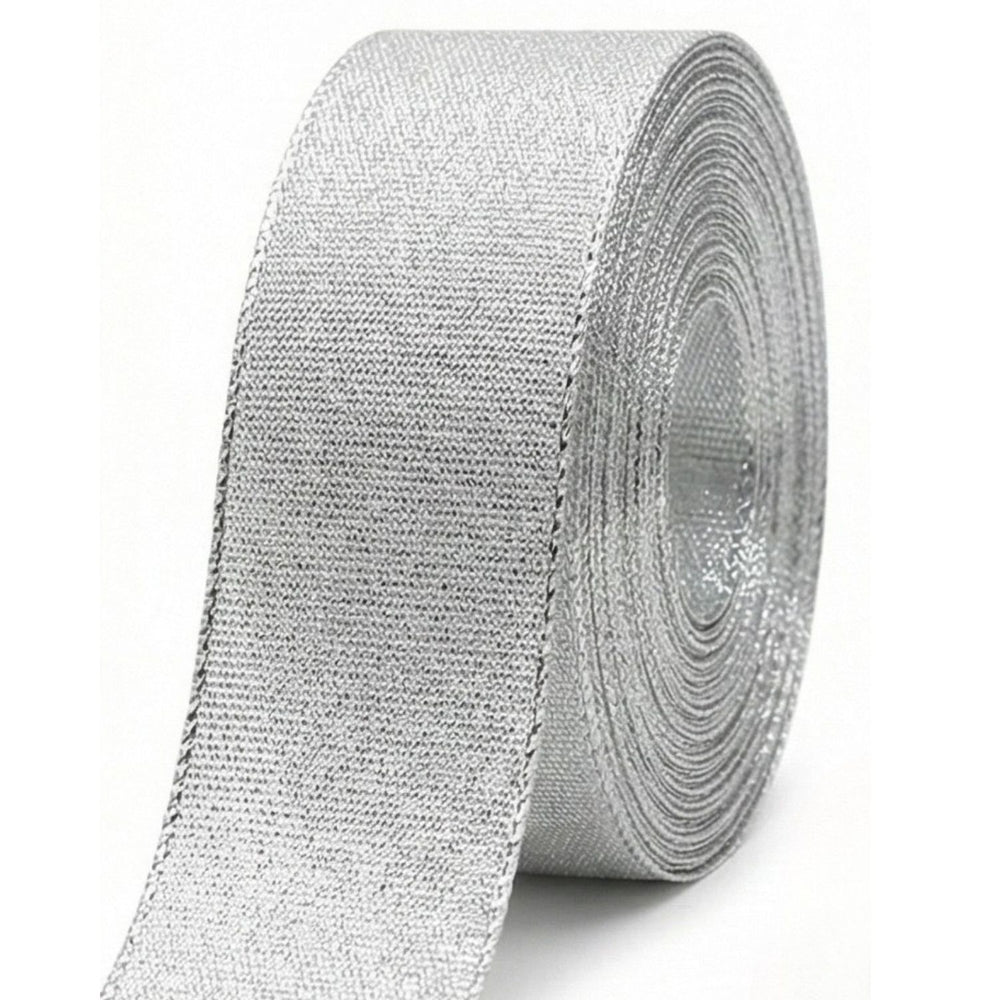 SNOOGG Silver Lace Trim Ribbon, 1 Inch Width, 60 Yards, for Gift Wrapping, Craft, Sewing, Decoration, Wedding, Cards, Scrapbooking