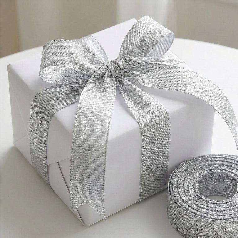 SNOOGG Silver Lace Trim Ribbon, 1 Inch Width, 60 Yards, for Gift Wrapping, Craft, Sewing, Decoration, Wedding, Cards, Scrapbooking