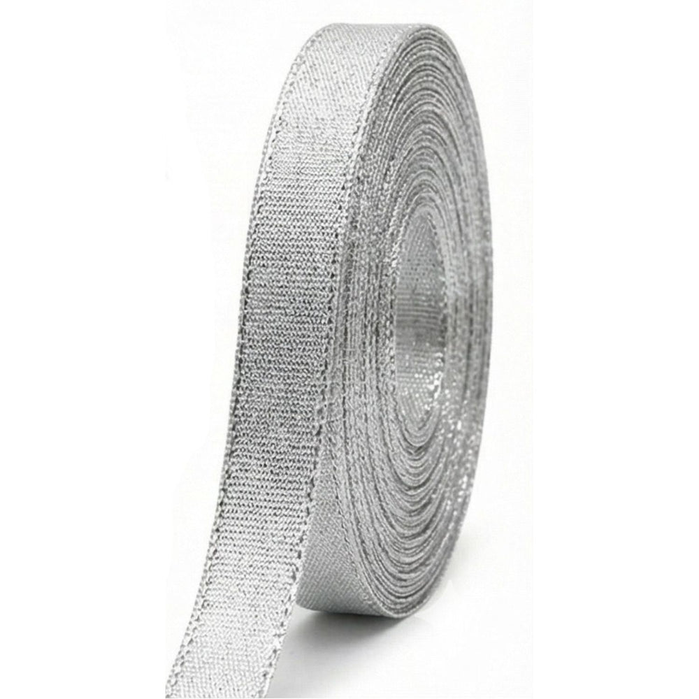 SNOOGG Silver Lace Trim Ribbon 12 mm Width 100 Yards Roll for Craft Sewing Gift Wrap Wedding Decor Scrapbook Card Making Fabric Border DIY Decoration