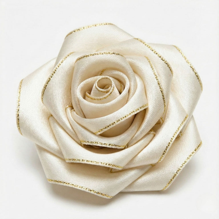 SNOOGG Ivory Ribbon with Gold Edge 10 mm Width 60 Yards Roll for Gift Wrapping Wedding Decor Craft Sewing Scrapbooking Card Making Fabric Border DIY Decoration