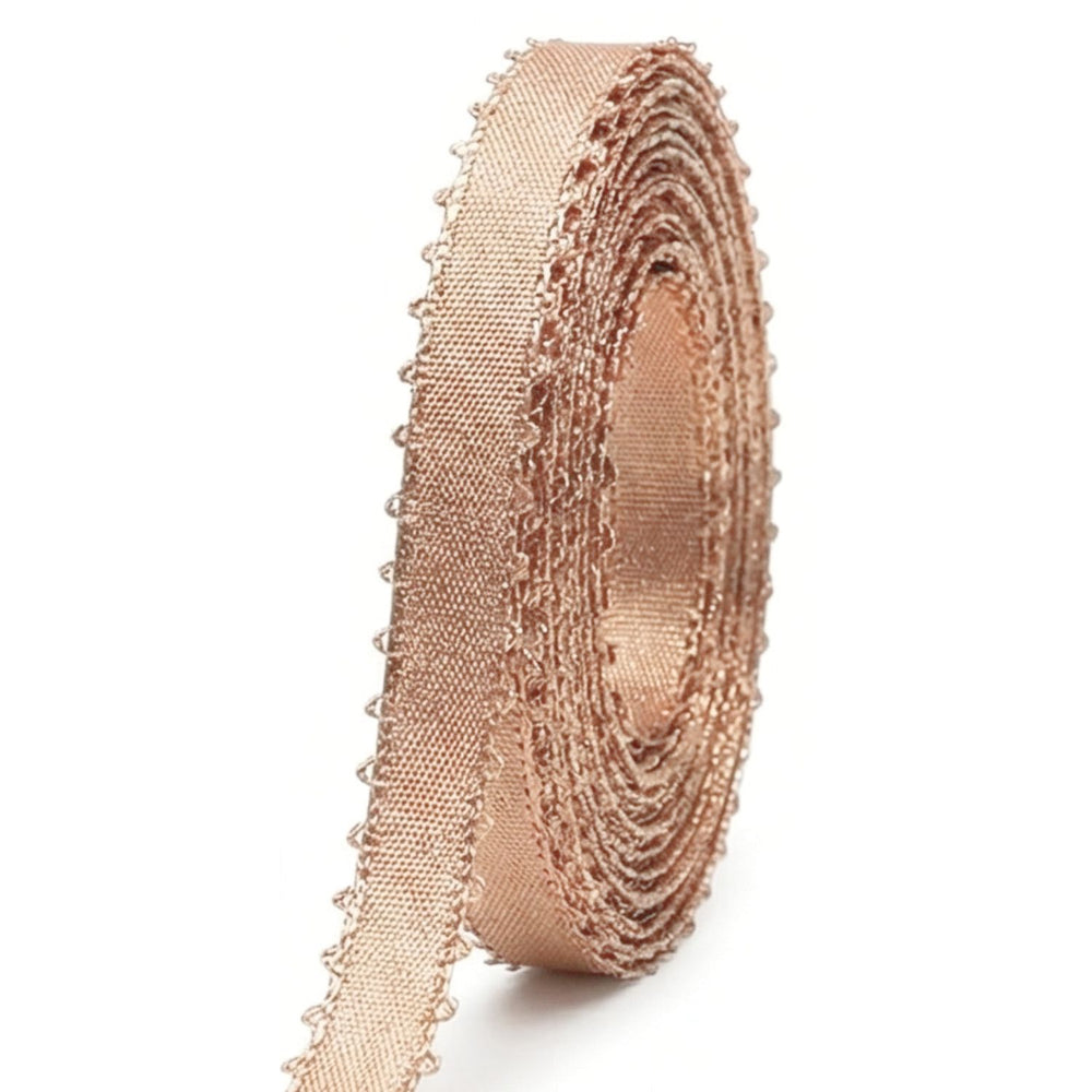 SNOOGG Rose Gold Lace Ribbon Trim 8 mm Narrow Width 100 Yards Roll for Gift Wrapping Wedding Invitations Craft Sewing Scrapbooking Card Making DIY Decoration