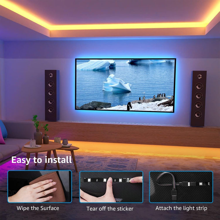 SNOOGG LED TV Backlight RGB Multicolour by Meter. SMD 5050 USB LED Light Strip with 3 Button 4 pin Controller for Gaming Lights, Ambient Lighting Kit. Price: 385