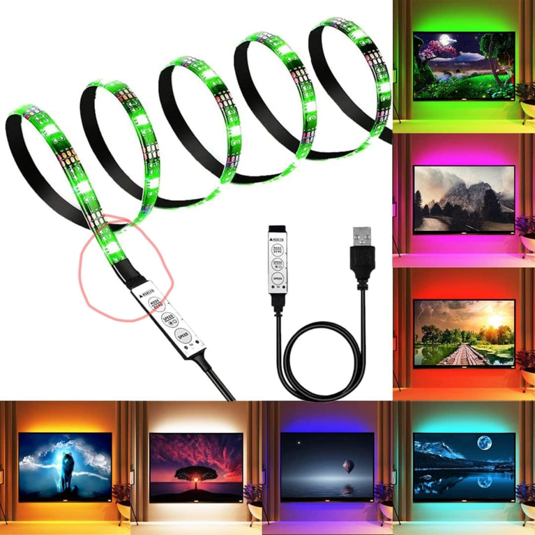 SNOOGG LED TV Backlight RGB Multicolour by Meter. SMD 5050 USB LED Light Strip with 3 Button 4 pin Controller for Gaming Lights, Ambient Lighting Kit. Price: 385