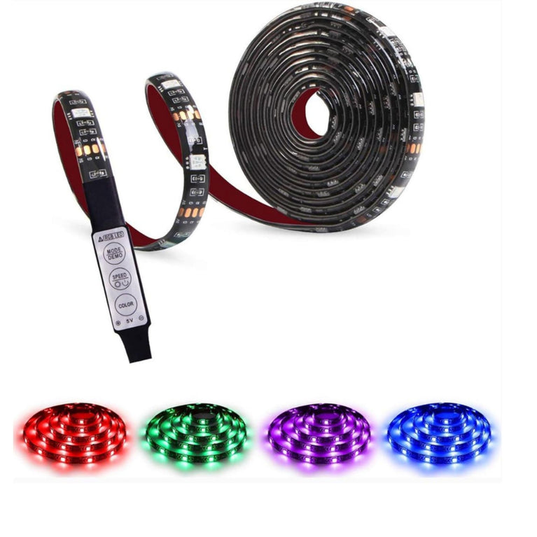 SNOOGG DC 5V RGB LED Strips USB Power Enabled LED Backlight with the 4 pin 3 Button Dimmer Controller/Suitable for for TV, Smart TV LED Backlight for 32-50 inch