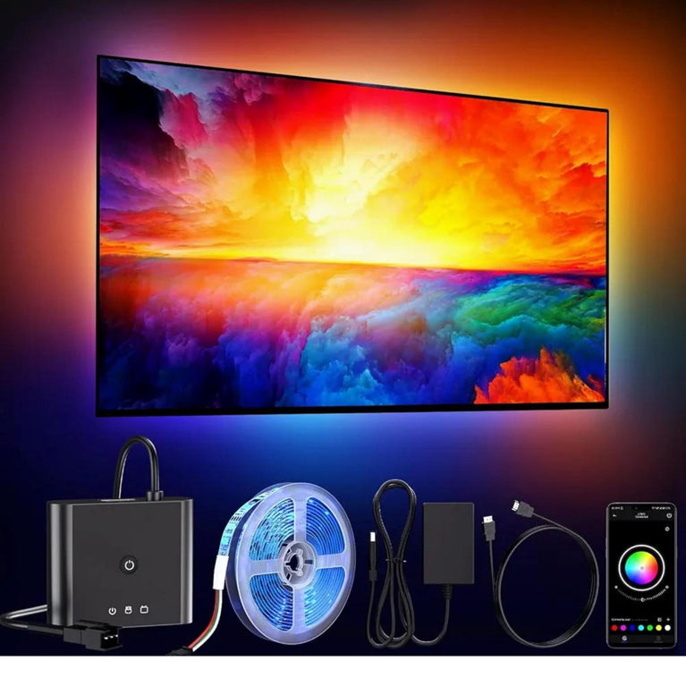 SNOOGG TB Back Light LED RGB Strip. Easy to Install Work with Music SYNC and Sounds Suitable for TV and Monitor 26 inch to 78 inch Comes with 24 Key Remote Controller for Home, Bedroom Gaming Room