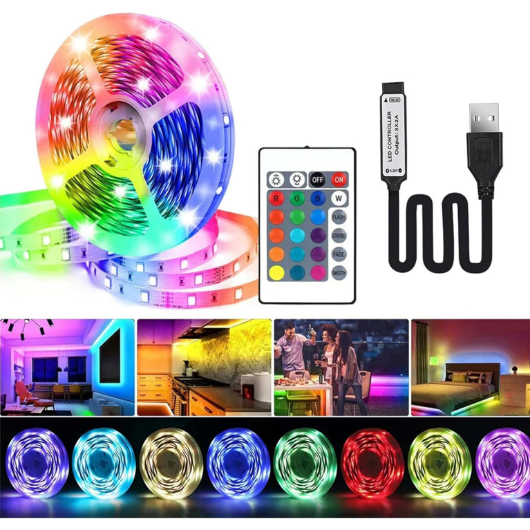 SNOOGG TV LED Lights, for 26-60 inch TV, RGB TV LED Backlight Behind with Music and Sound SYNC Bluetooth APP and IR 24 Key Remote Control TV Light Strip USB Powered for Gaming Room