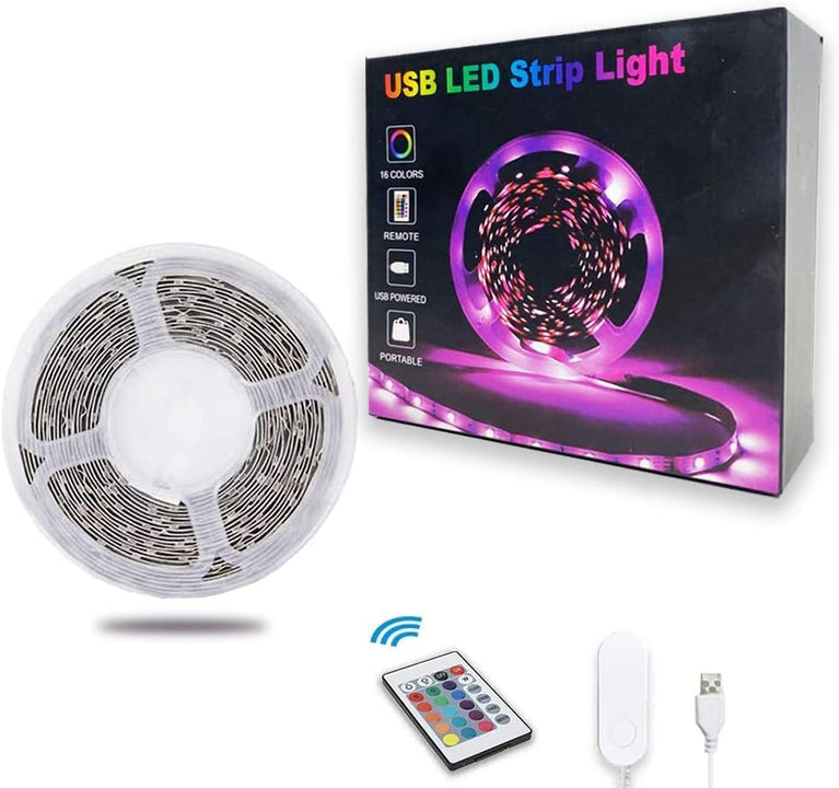SNOOGG LED RGB Backlight Behind for TV,Monitor, Gaming Rooms, Music and Sound SYNC and IR 24 Key Remote Control Lights USB Powered