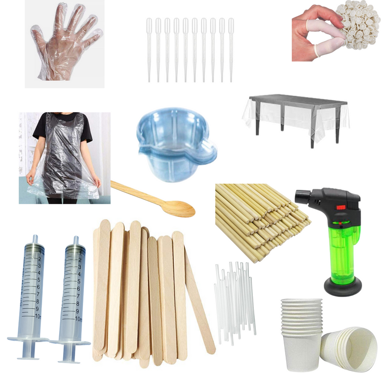 SPECIAL Festive promotion time scale offer on SNOOGG disposable items as dropper, hand gloves, finger caps, pouring cups, table cloth, aprons, mixing sticj and spoon etc