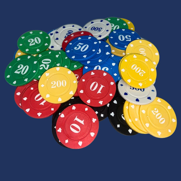 SNOOGG Poker & Teen Patti Flush Rummy Chip Set - Numbered 10 to 500 Tokens for Flush, Blackjack & Card Games - Ideal for Game Nights & Great for Parties