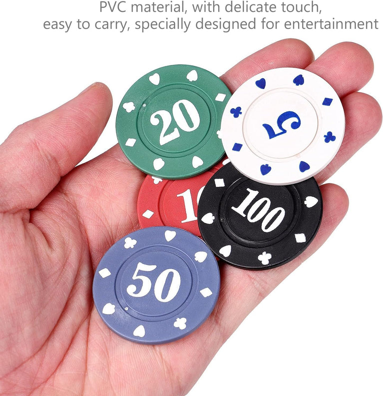 SNOOGG Poker & Teen Patti Flush Rummy Chip Set - Numbered 10 to 500 Tokens for Flush, Blackjack & Card Games - Ideal for Game Nights & Great for Parties