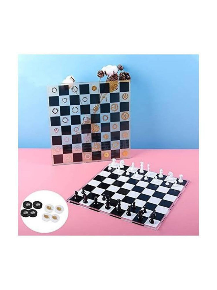 Snoogg Pack of one 3 Mold Chess one Board and 2 Mold of Checkers Use for Epoxy Resin Casting Resin Art for Home Decoration, DIY Crafts and Handmade Gifts