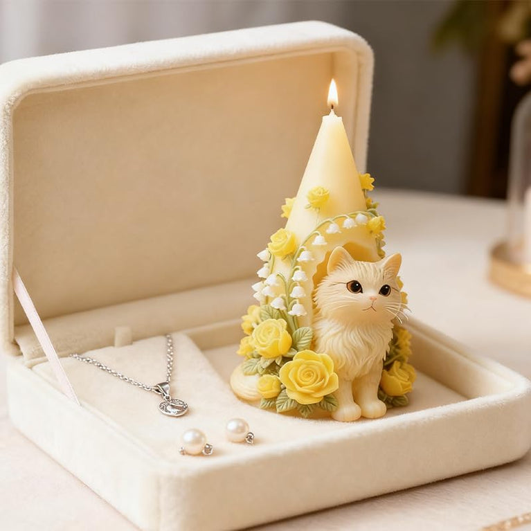SNOOGG Reusable 3D Cat Rose Cone Mold | Heavy-Duty Liquid Silicone Mould for DIY Candles, Epoxy Resin Casting, Concrete & Eco-Resin Art
